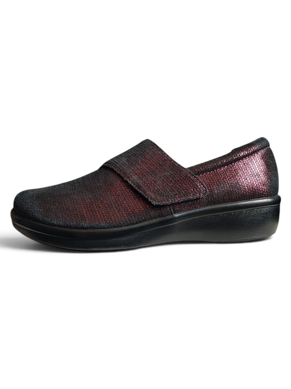 Alegria Lauryn Purple Black Metallic Wedge Comfort Clogs Womens Size EU 38 US 8